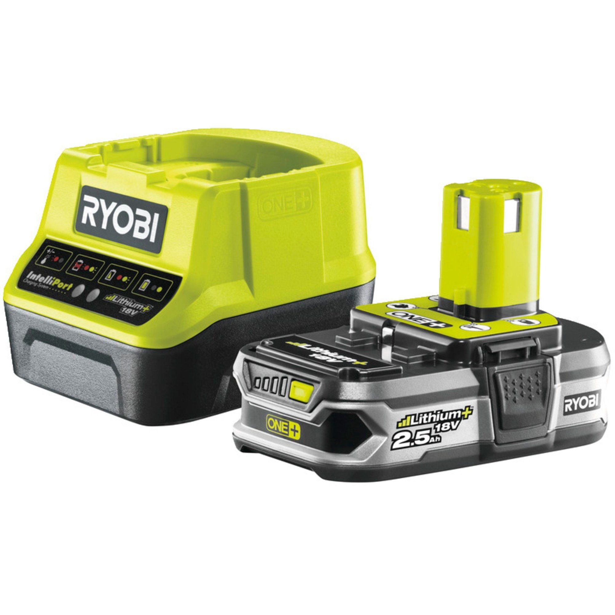 Ryobi Ryobi 18 V ONE+ Akku-Starterset RC18120-125, Set, Werkzeug-Akku-Ladetechnik (Ladegerät + 2,5Ah-Akku)