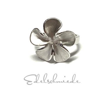 Edelschmiede925 Siegelring Silberring Blüte 925 Silbe rhodiniert teilweise matt floral #60