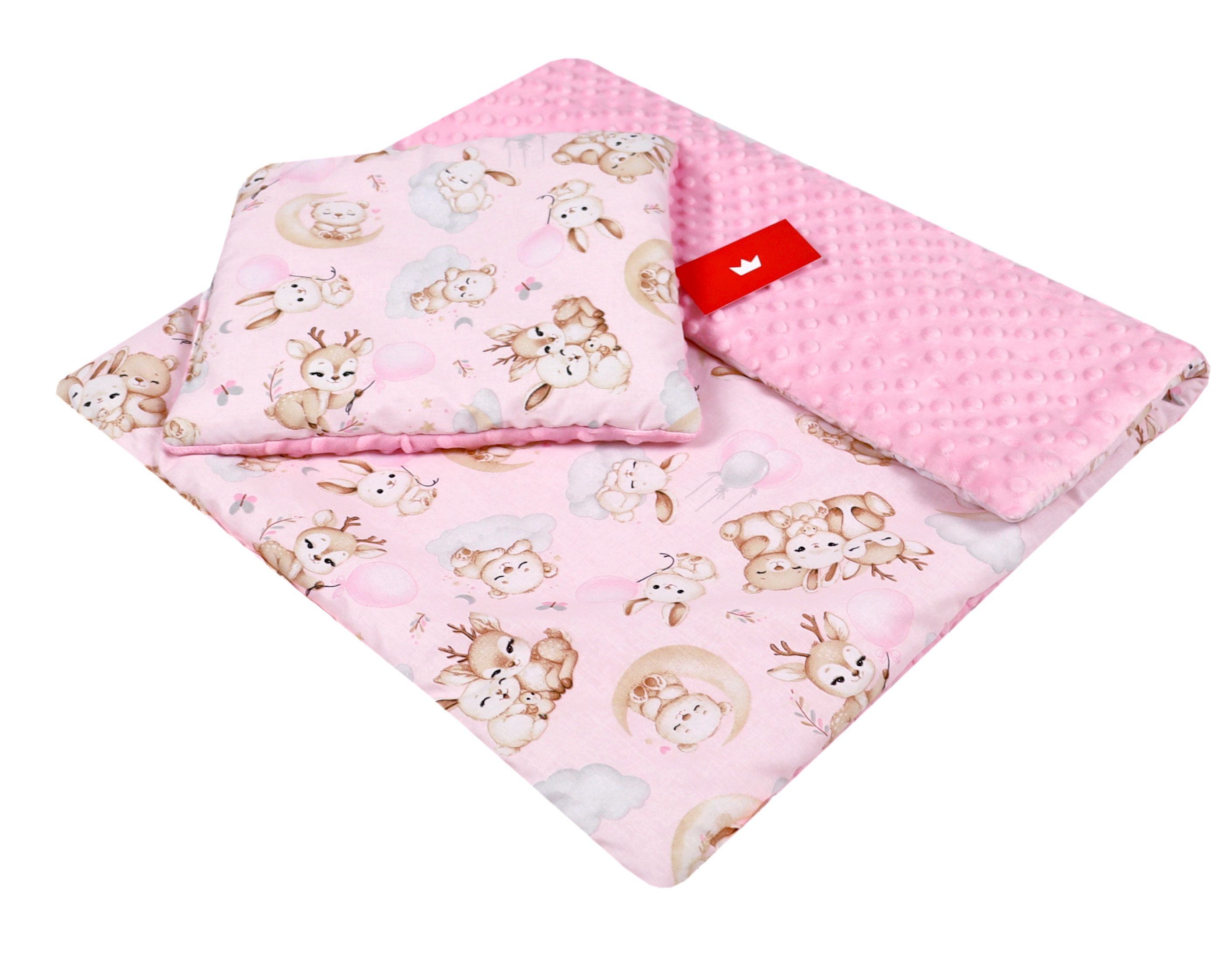 Kinderdecke BABYLUX Babydecke MINKY 2Set Kuscheldecke Decke 75 x 60cm Kinderwagen, BabyLux, MP162 Rosa + Schnuckis