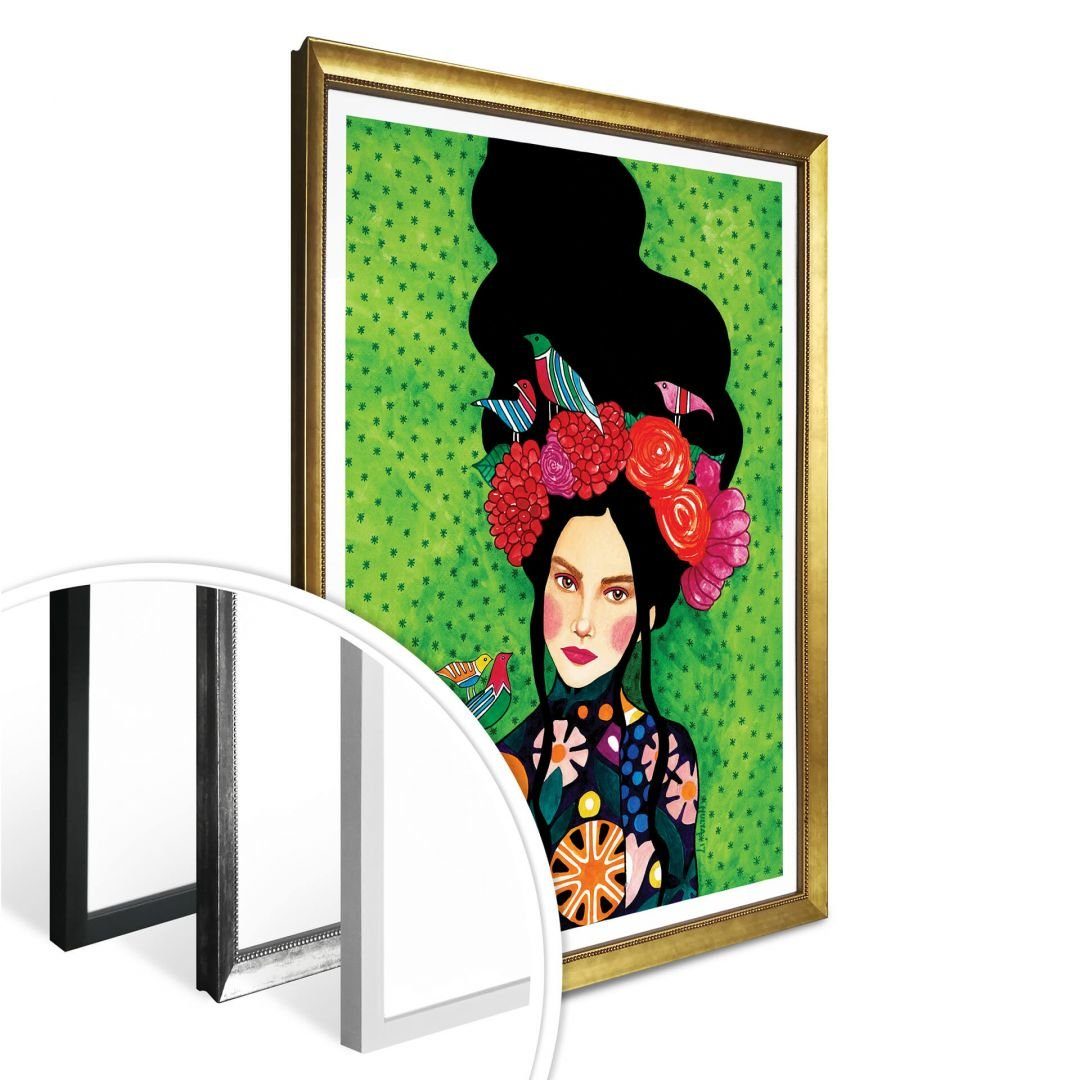 Geheimnis, Sommer Wohnzimmer Gemälde Art kraftvolles buntes Wall Poster modern Hülya Wandbild Poster K&L