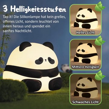 Powerwill LED Nachtlicht LED Silikon Lampe, Nachtlicht für Kinder, Panda Design-wiederaufladbar, Dimmbar, Tragbar, Berührbar, LED wechselbar, Warmweiß Touch LED Lampe, 3 Dimmbar & Zeitschaltuhr, Kinder Nachtlicht, Touch Portable LED Silikon Lampe für Kinderzimmer