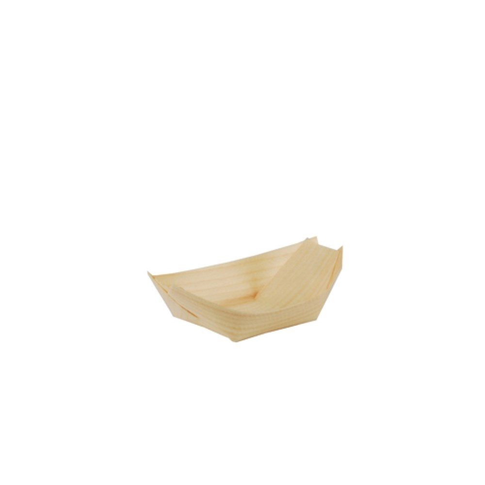 PAPSTAR Einweggeschirr-Set 50 Fingerfood - Schalen, Holz "pure" 11 cm x 6,5 cm "Schiffchen"