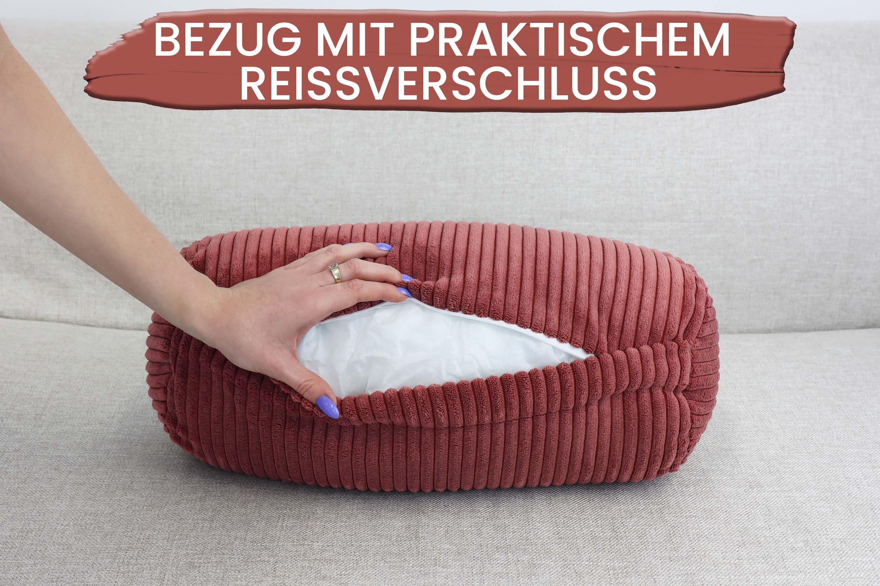 Amilian Nackenrolle mit Bezug 15 x 40 cm - Kissenrolle - mit Nackenrollenbezug - Bettrolle, Kopfstütze, Nackenstütze mit Bezug, ideal als Dekokissen, Sofakissen, Kissen, Kissenrolle, Lagerungskissen, Schlafkissen und für Reisen