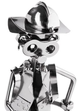 BRUBAKER Dekofigur Schraubenmännchen Feuerwehrmann mit Teelichthalter (1 St., mit Teelichthalter), kunstvolle Metallskulptur für Feuerwehr-Männer, -Frauen und -Fans