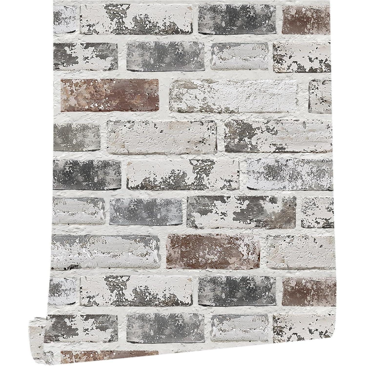 myforHD 3D-Tapete Selbstklebende Ziegel Tapete Vintage Backstein Stein 45cmX1000cm