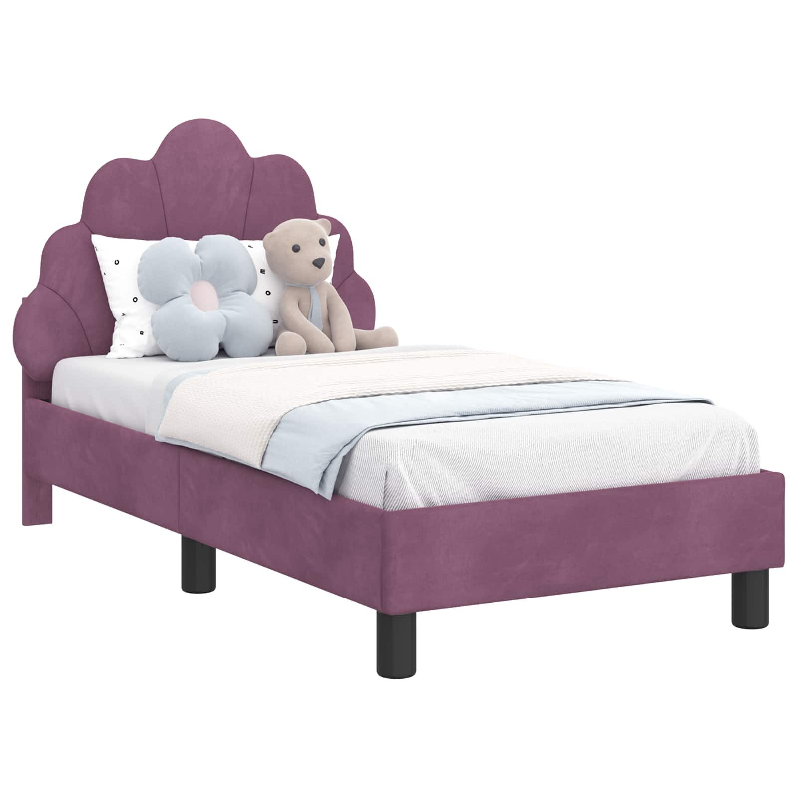 vidaXL Bett Kinderbettgestell mit Kopfteil Lila 70 x 140 cm Samt (1-tlg) günstig online kaufen