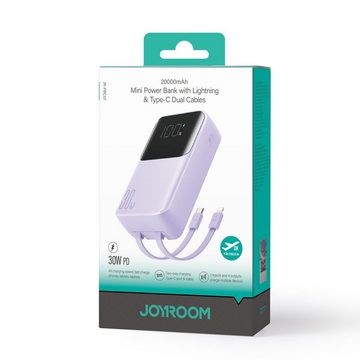 JOYROOM Mini-Powerbank mit integrierten Kabeln 20000 mAh 30 W – Lila Powerbank (1 St)