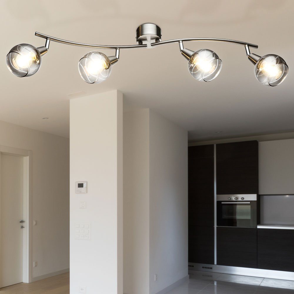 etc-shop LED Deckenleuchte, Leuchtmittel inklusive, Warmweiß, LED Design Decken Lampe Wohn Ess Zimmer Spot Leiste rauch | Deckenlampen