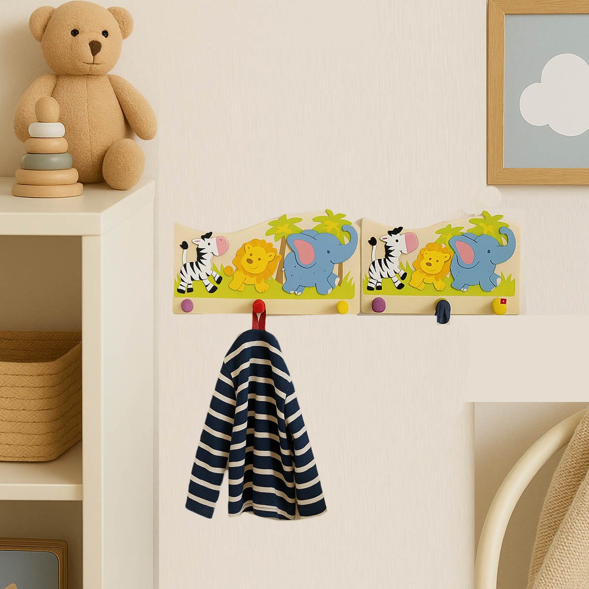 goki Garderobenpaneel Garderobe Tiere in Afrika 2er Set (spar-set, 2 St., packung), Praktische Ordnungshilfe mit kindgerechtem Design