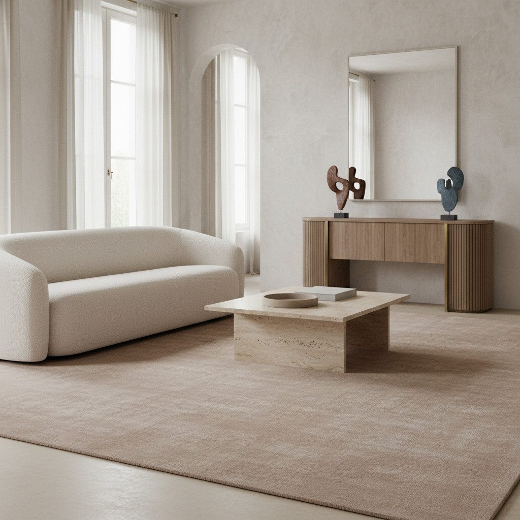 KADIMA DESIGN Teppich LECH Wohnzimmer Waschbar Schlafzimmer Wohnzimmerteppich Esszimmer Uni, Läufer, Höhe: 9 mm, Beige, 60x110 cm, Esszimmerteppich Fußbodenheiz – Bild 4 von 5