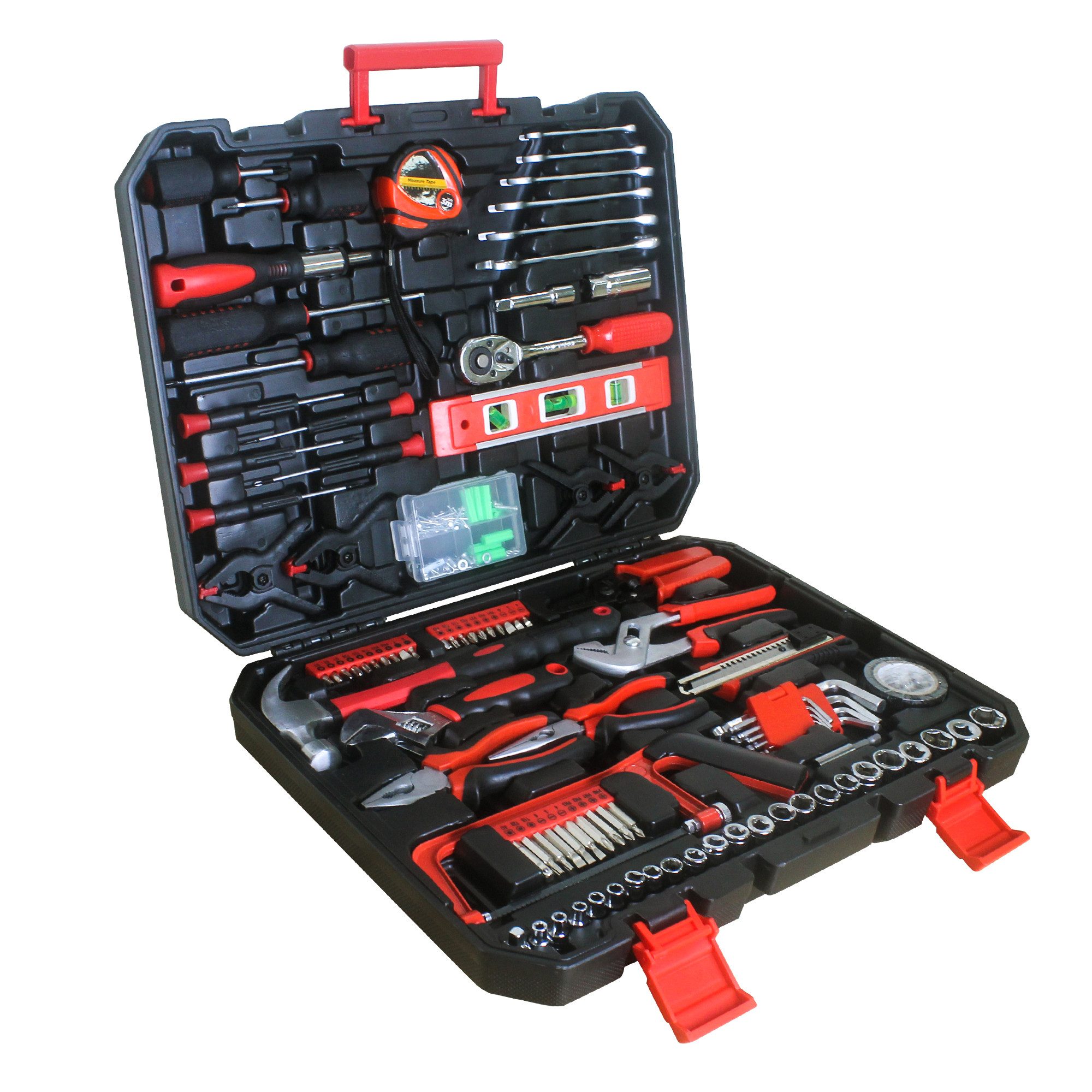 ibettertec Werkzeughalter 239-teiliger Werkzeugkasten mit Schloss, vielseitig für Haushalt, Garage, Auto, Elektrik, Sanitär, Heimwerken, tragbare Aufbewahrung