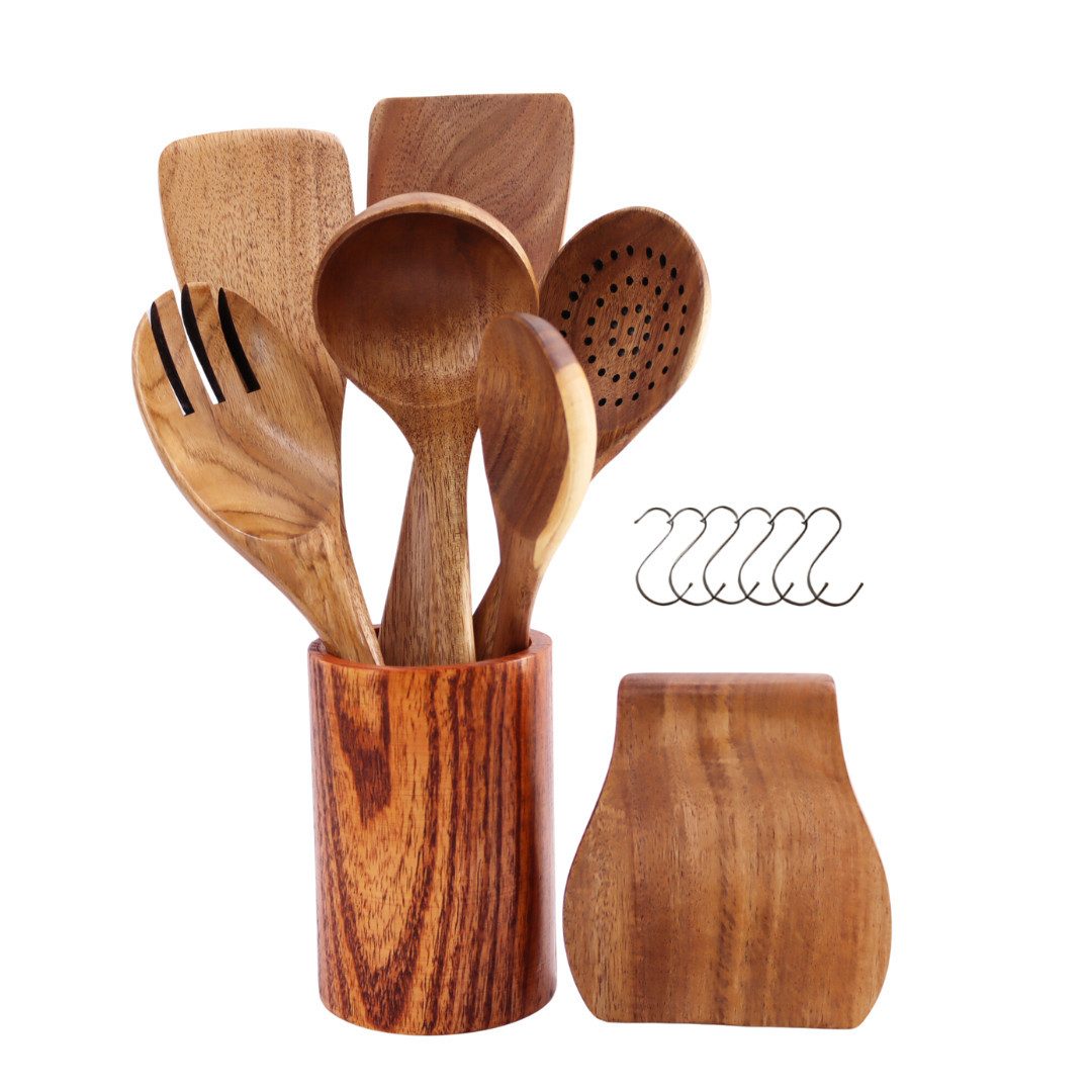 Lacers Kochlöffel Lacers PurpleLine - 14-Teiliges Kochlöffel set aus Holz, 14-teilig, 100 % Akazienholz – robust, hygienisch und lebensmittelecht