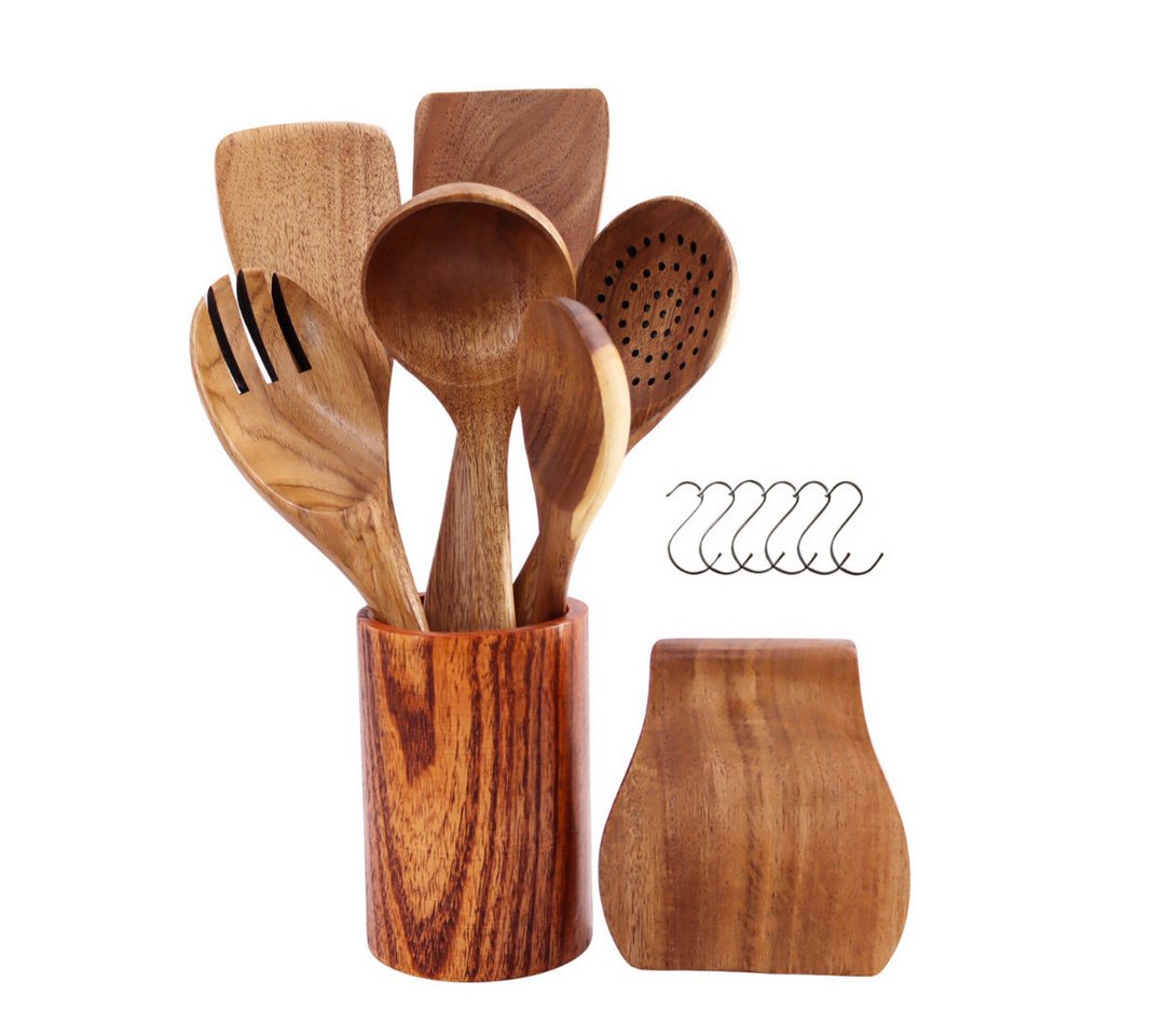 Lacers Kochlöffel Lacers PurpleLine - 14-Teiliges Kochlöffel set aus Holz, 14-teilig, 100 % Akazienholz – robust, hygienisch und lebensmittelecht