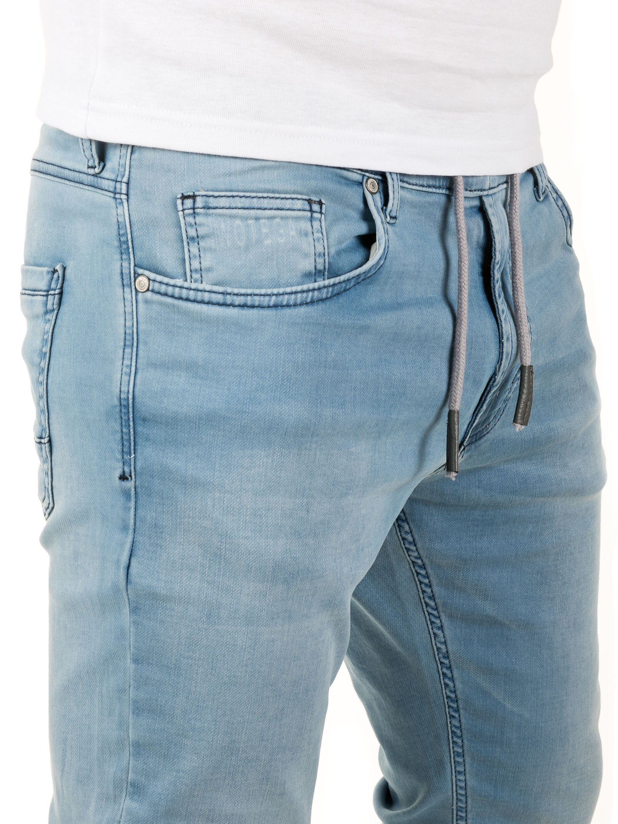 Jeans Herren in Jogging WOTEGA in Noah Jogginghose Hose Blau Shadow Sweathosen (Blue Denim Stretch Jeans-Look Slim-fit-Jeans 3R4020)