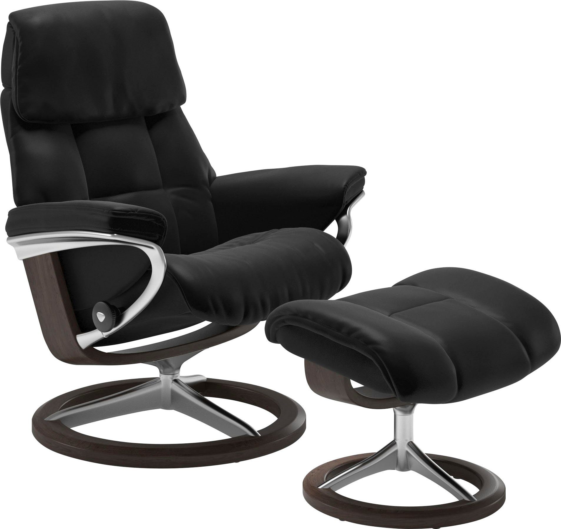 Stressless® Relaxsessel Ruby (Set, Relaxsessel mit Hocker), mit Signature Base, Größe L, Gestell Eiche, Wenge, Braun & Schwarz