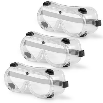 STAHLWERK Arbeitsschutzbrille STAHLWERK Schutzbrille mit Halteband 3er Set, (Set, 1St), Korbbrille, integrierte Ventile zum Schutz vor Beschlagnässe
