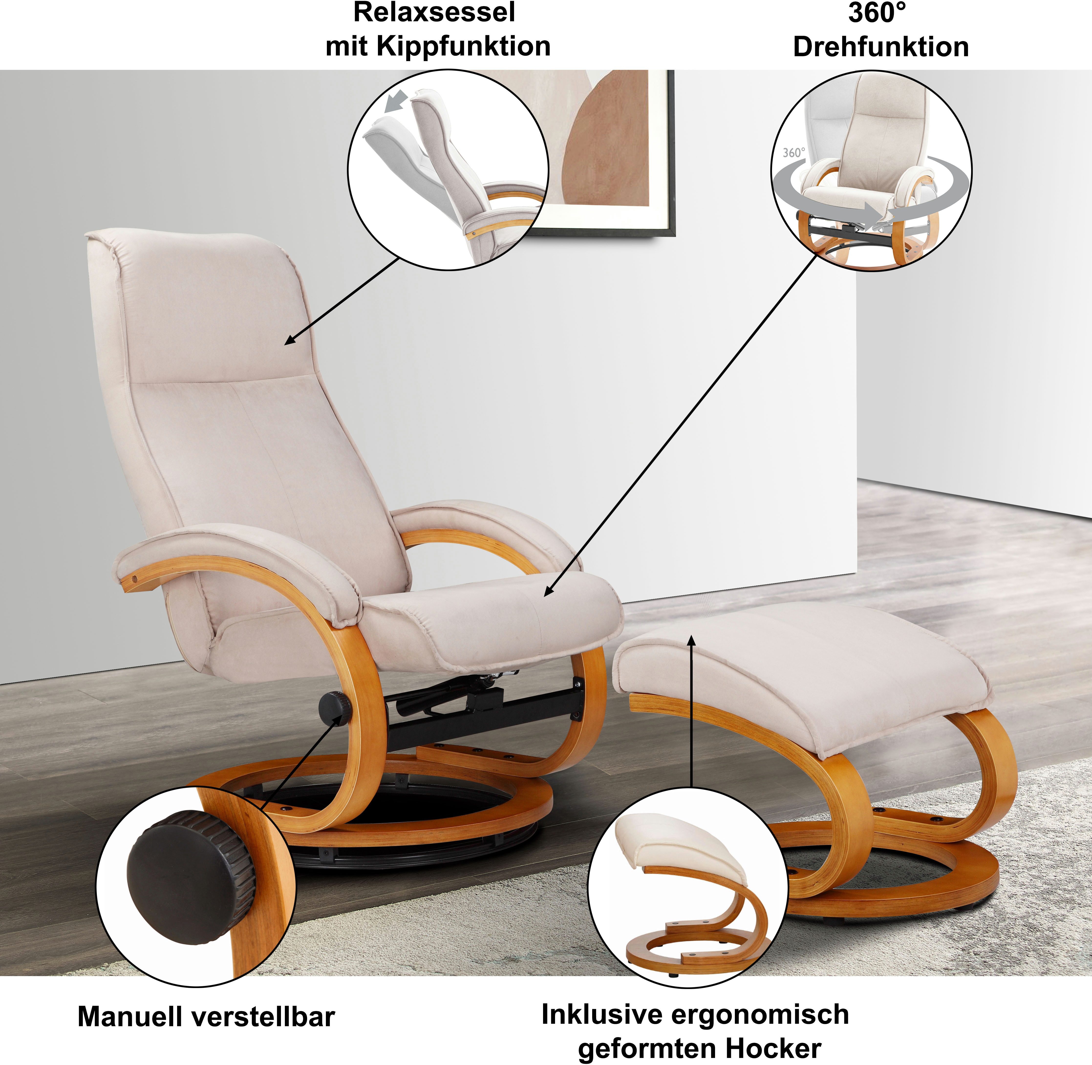 OTTO home Relaxsessel mit Hocker PARIS Naturleder- OTTO. Verlässliche Qualität. (Set, 2-St., bestehend aus Sessel und Hocker), Relaxfunktion, Dreh- und Kippfunk – Bild 4 von 5