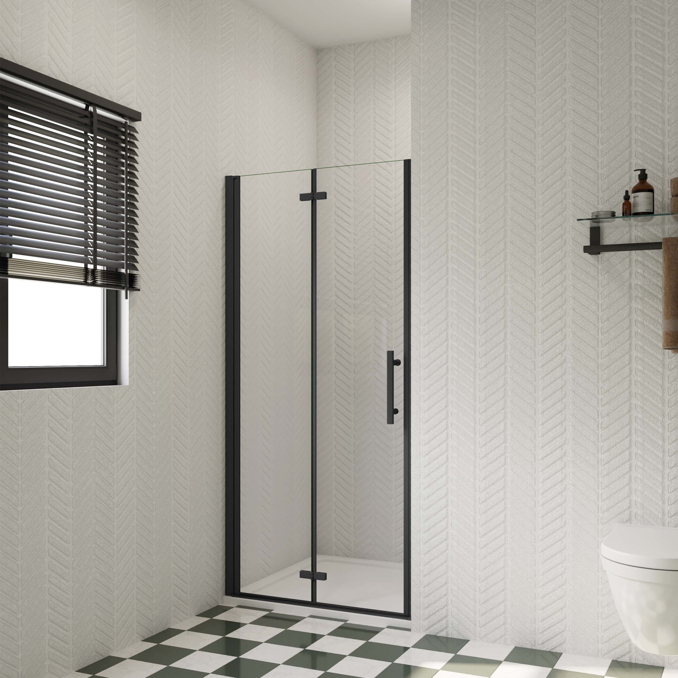 AICA Dusch-Drehtür H:185/195cm Nischentür Falttür Schwingtür Schwenktür Duschabtrennung, 70x185 cm, 6mm klares Easyclean Sicherheitsglas, mit Antikalk- Versiegelung