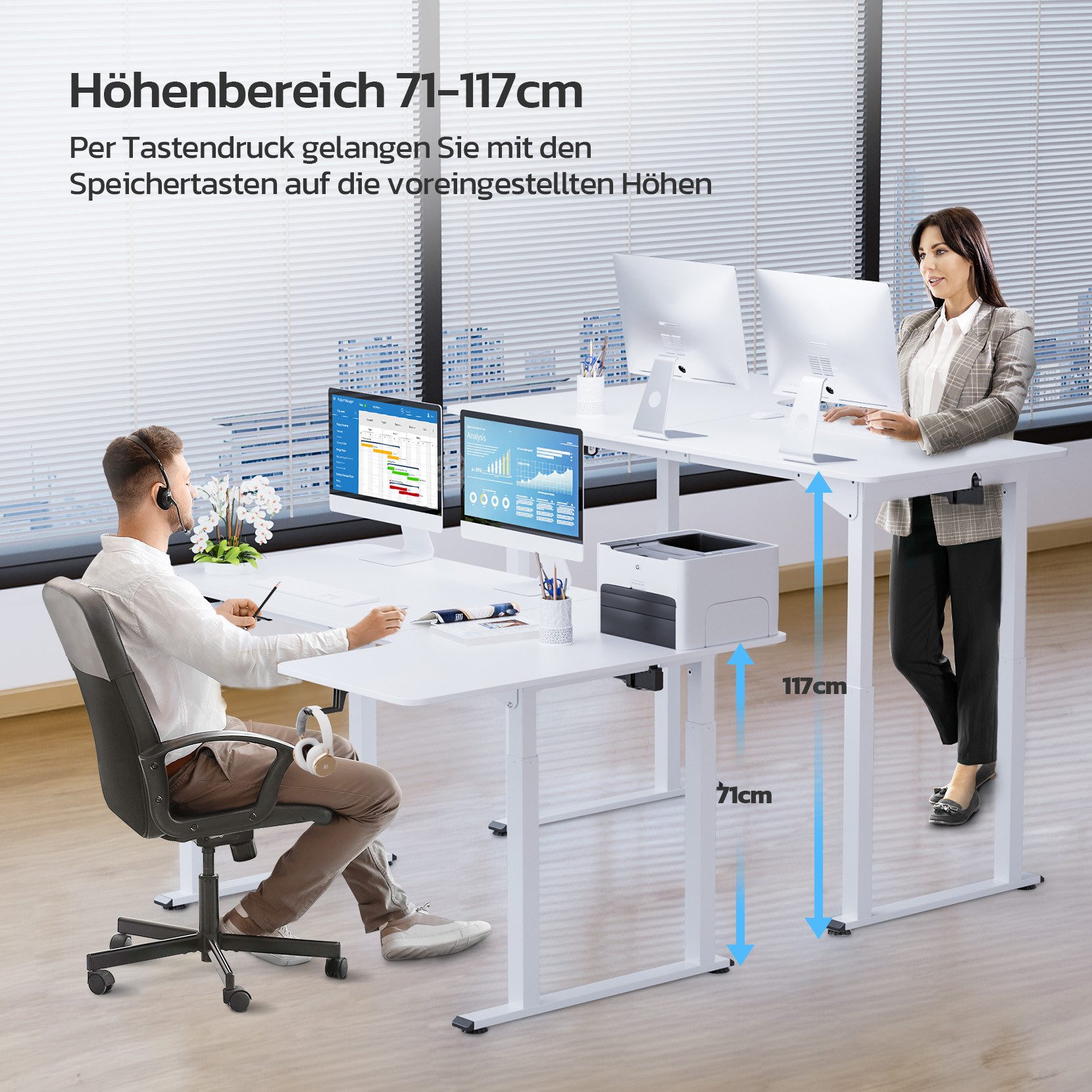 Dripex Eckschreibtisch Elektrisch Höhenverstellbar 180x110 L-form Schreibti günstig online kaufen