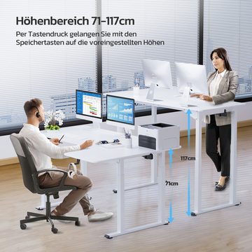 Dripex Eckschreibtisch Elektrisch Höhenverstellbar 180x110 L-form Schreibtisch Standing Desk