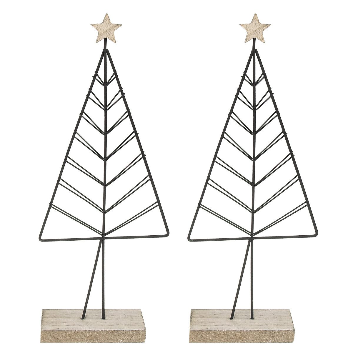 Florists Products Weihnachtsmann Eleganter Mini Weihnachtsbaum Set aus Metall und Holz 28cm, 2 Stück
