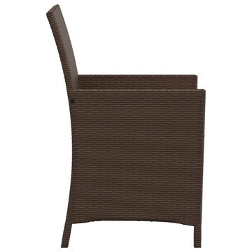 vidaXL Gartenlounge-Set 3-tlg. Bistro-Set mit Kissen Braun Poly Rattan