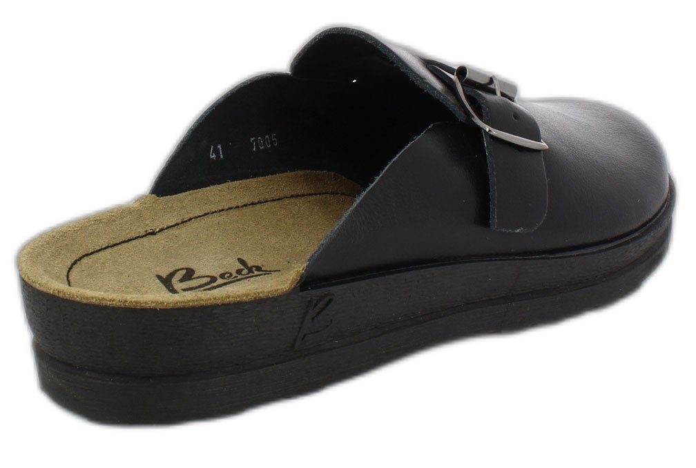 Beck Herren-Clogs Leo mit einer Schnalle Hausschuh (sehr bequeme Wohlfühl-Schuhe, für Zuhause und Draußen) Obermaterial und Decksohle aus echtem Leder