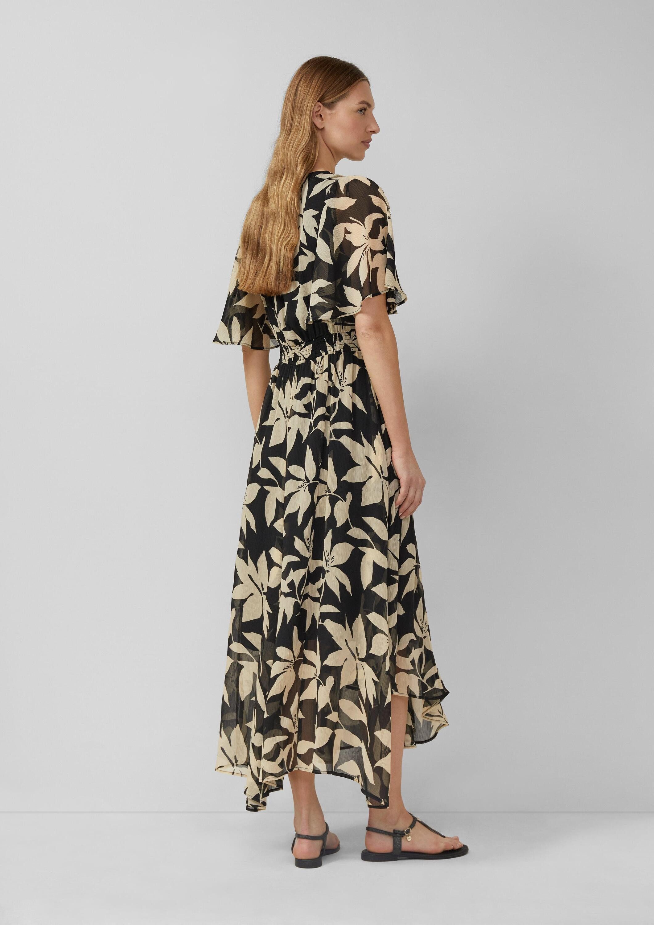 s.Oliver Maxikleid Kleid Maxikleid aus Chiffon mit gesmokter Taille