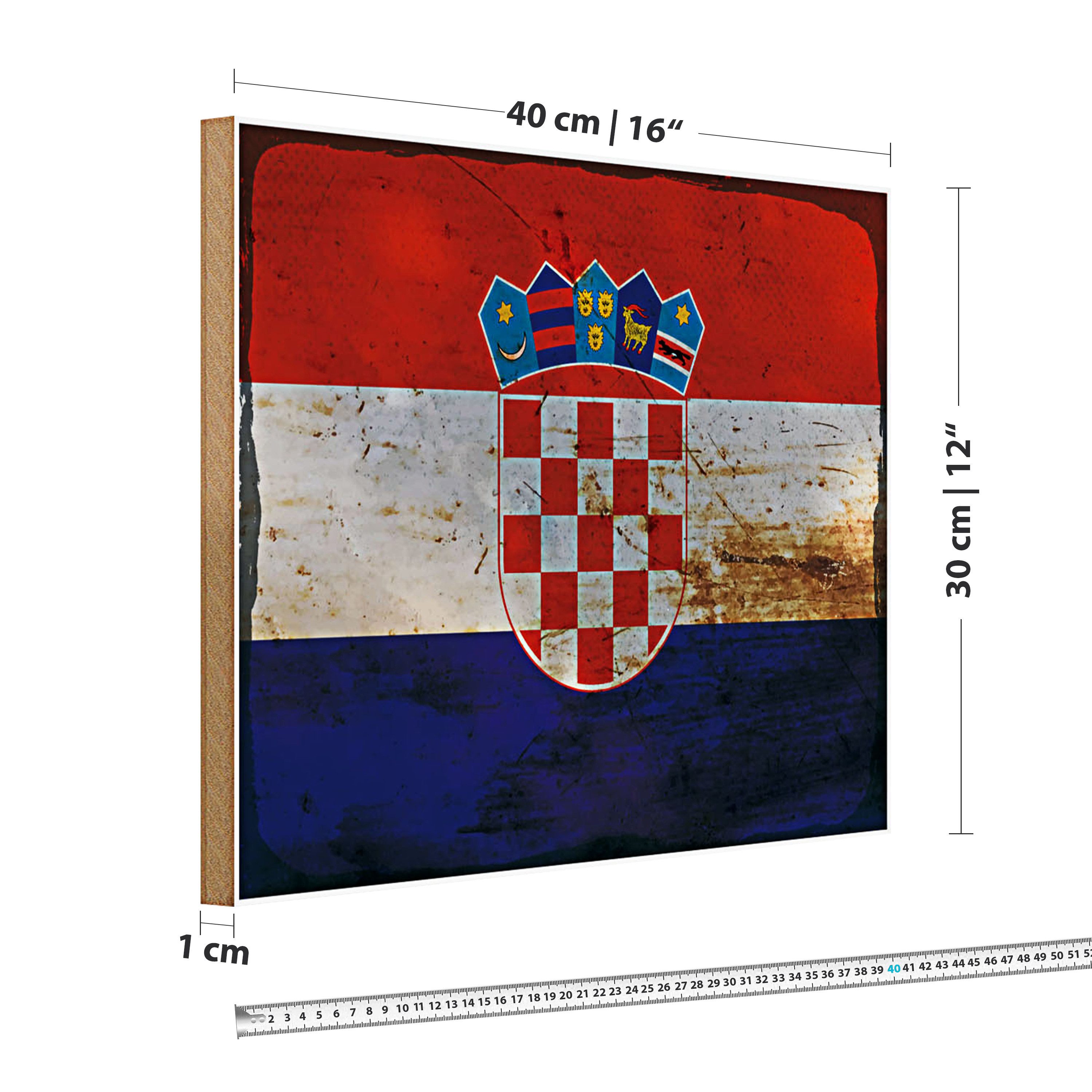 Roomando Holzbild Flagge Kroatien 40x30cm Flag of Croatia Rost