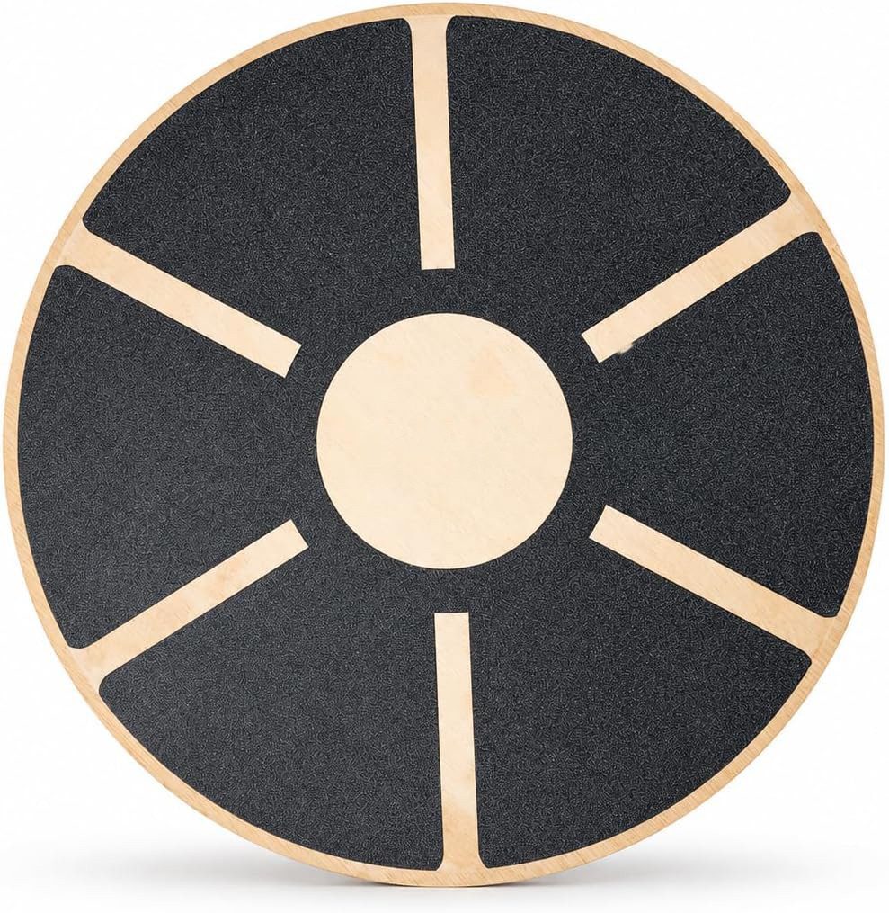 AIMAX Balanceboard Balance Board aus Holz für Erwachsene & Kinder, Ø 39,4 cm, Wackelbrett Gleichgewichtstrainer, 20° Neigung, bis 120 kg