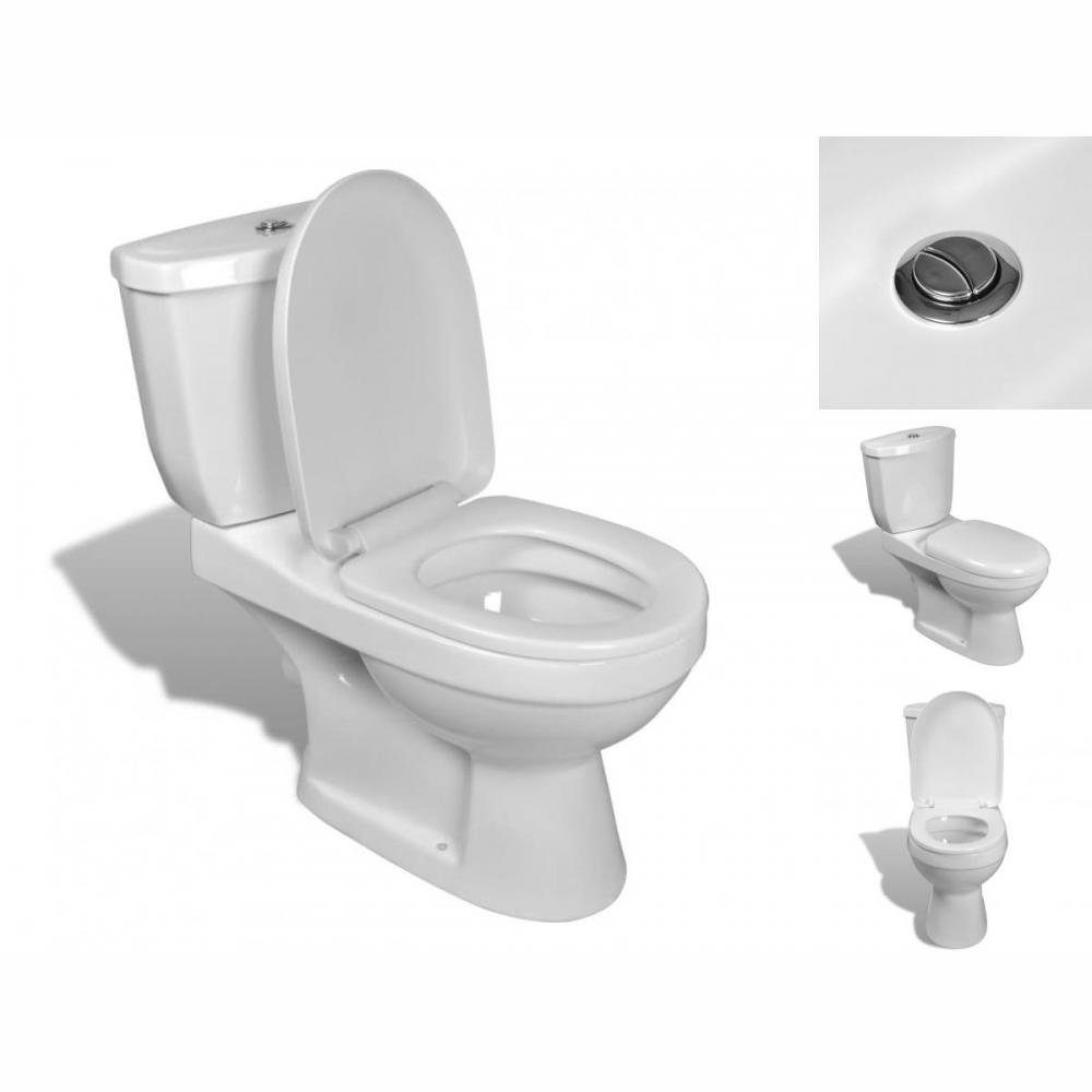 vidaXL Tiefspül-WC Toilette mit Spülkasten Weiß