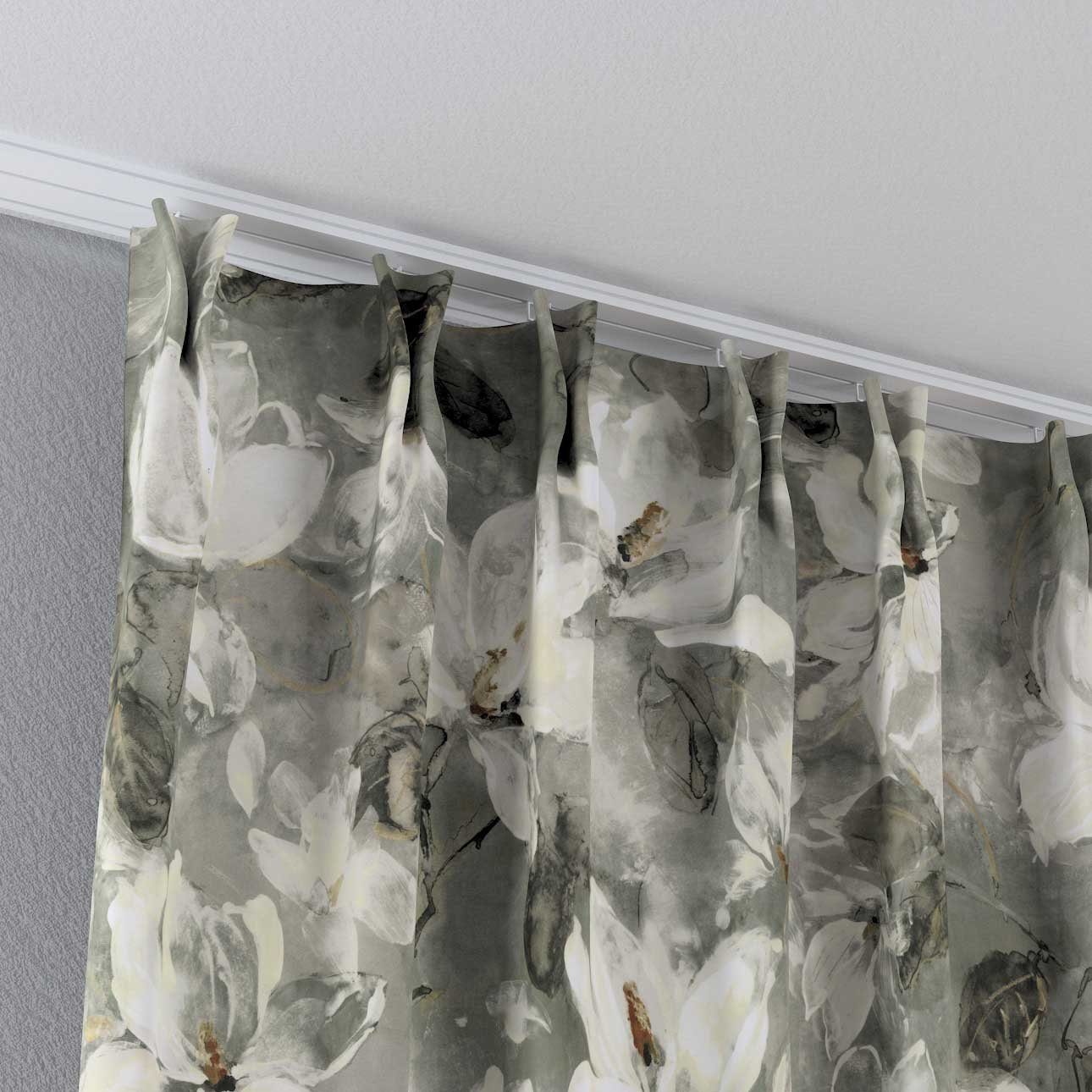 100 Vorhang flämischen Velvet, 2-er Vorhang 70 Dekoria x grau-weiß mit cm, Falten