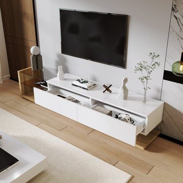 EXTSUD TV-Schrank TV-Schränke, Lowboards, Hochglanz-Wohnzimmermöbel verbindet natürlichen, rustikalen Stil mit modernem Design