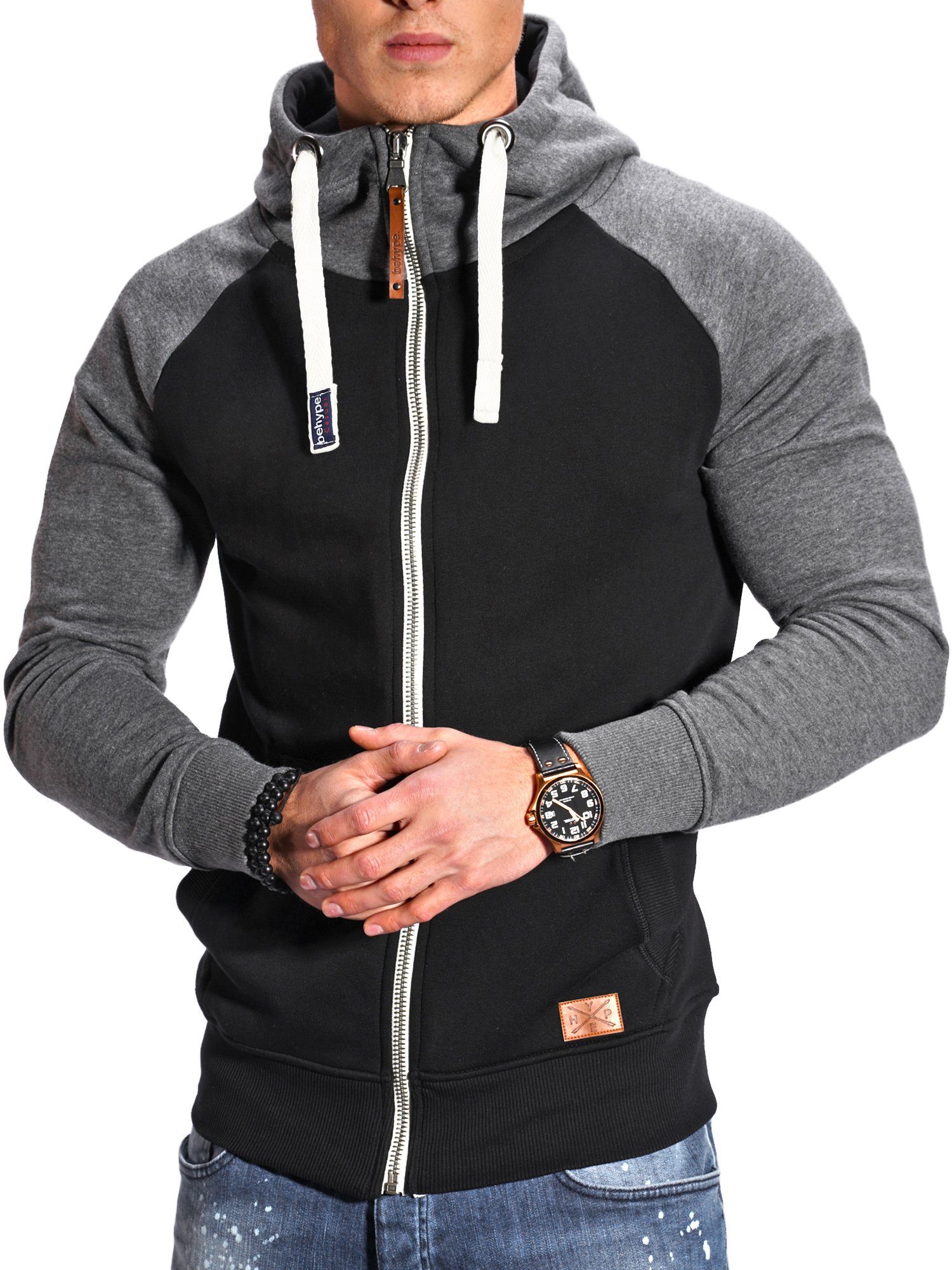 behype Kapuzensweatjacke BHSILA im Color-Block Stil günstig online kaufen