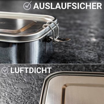 LINFELDT Lunchbox Edelstahl Brotdose mit 3 Fächern + Auslaufsicher & Spülmaschinenfest