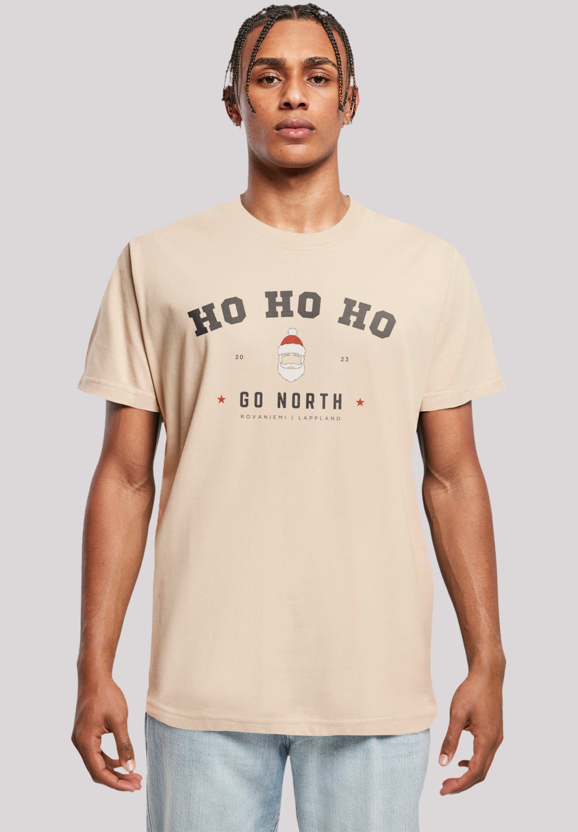 F4NT4STIC am Hals Logo, Geschenk, Rippbündchen und Claus Santa Ho am Weihnachten Weihnachten, Ho Doppelnähte Ho T-Shirt Saum