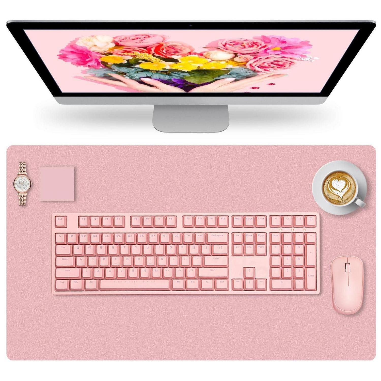 LuxusKollektion Schreibtischunterlage Schreibtischunterlage Pink Kunstleder 60x35cm