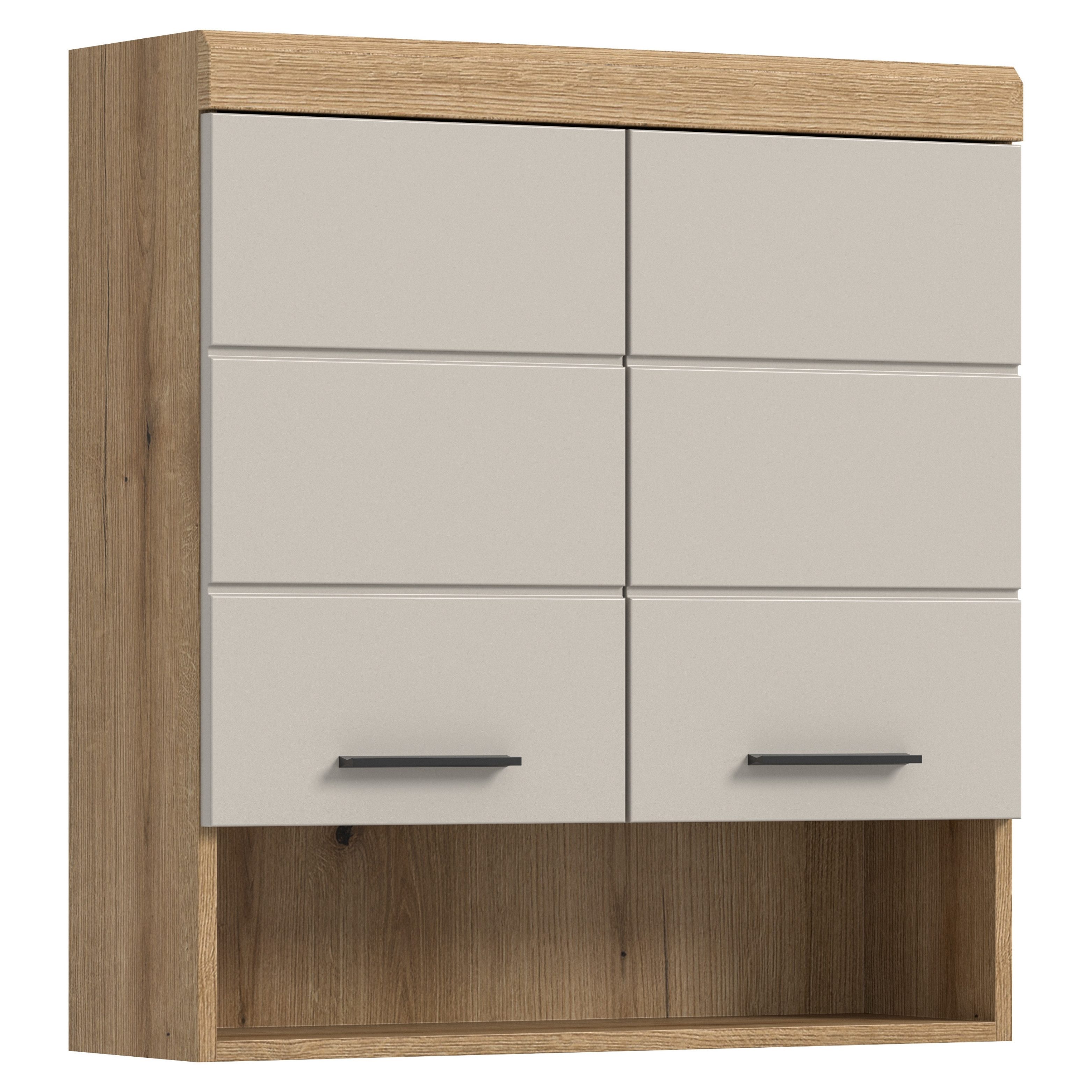 furnling Hängeschrank Scott 2 Türen, 1 offenes Fach, Stauraum, Badmöbel, Badschrank, 74 cm breit