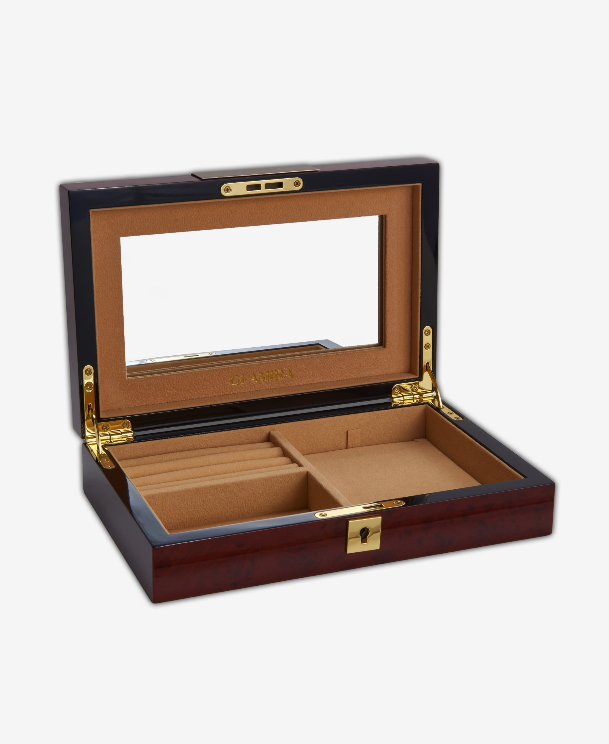 GLAMIRA Schmuckkasten Vaulted Gems Beige Schmuckschatulle mit Schloss (1 St., 1-tlg), mit Schloss, Samt-Innenfutter