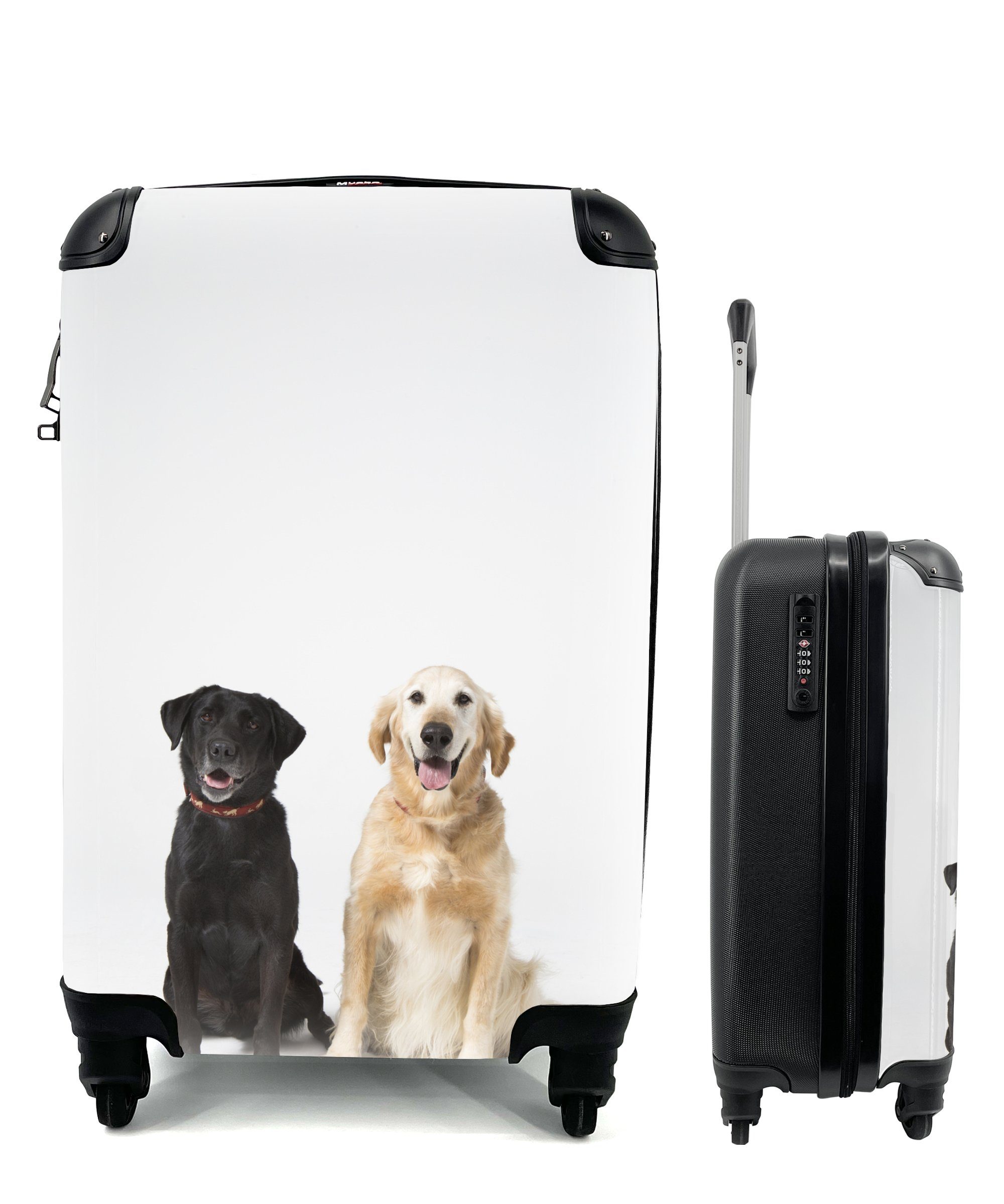 MuchoWow Handgepäckkoffer Zwei Labrador Retriever zusammen im Studio, 4 Rollen, Reisetasche mit rollen, Handgepäck für Ferien, Trolley, Reisekoffer