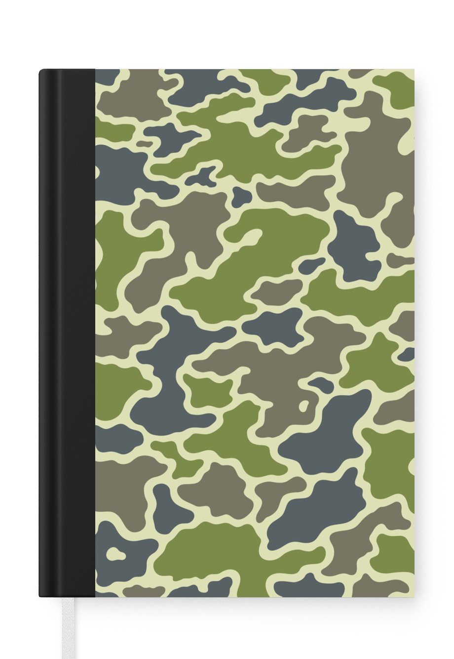 MuchoWow Notizbuch Notizbuch Tagebuch Haushaltsbuch Notebook A5 Grünes Camouflage-Muster, Notizbuch Tagebuch Hardcover