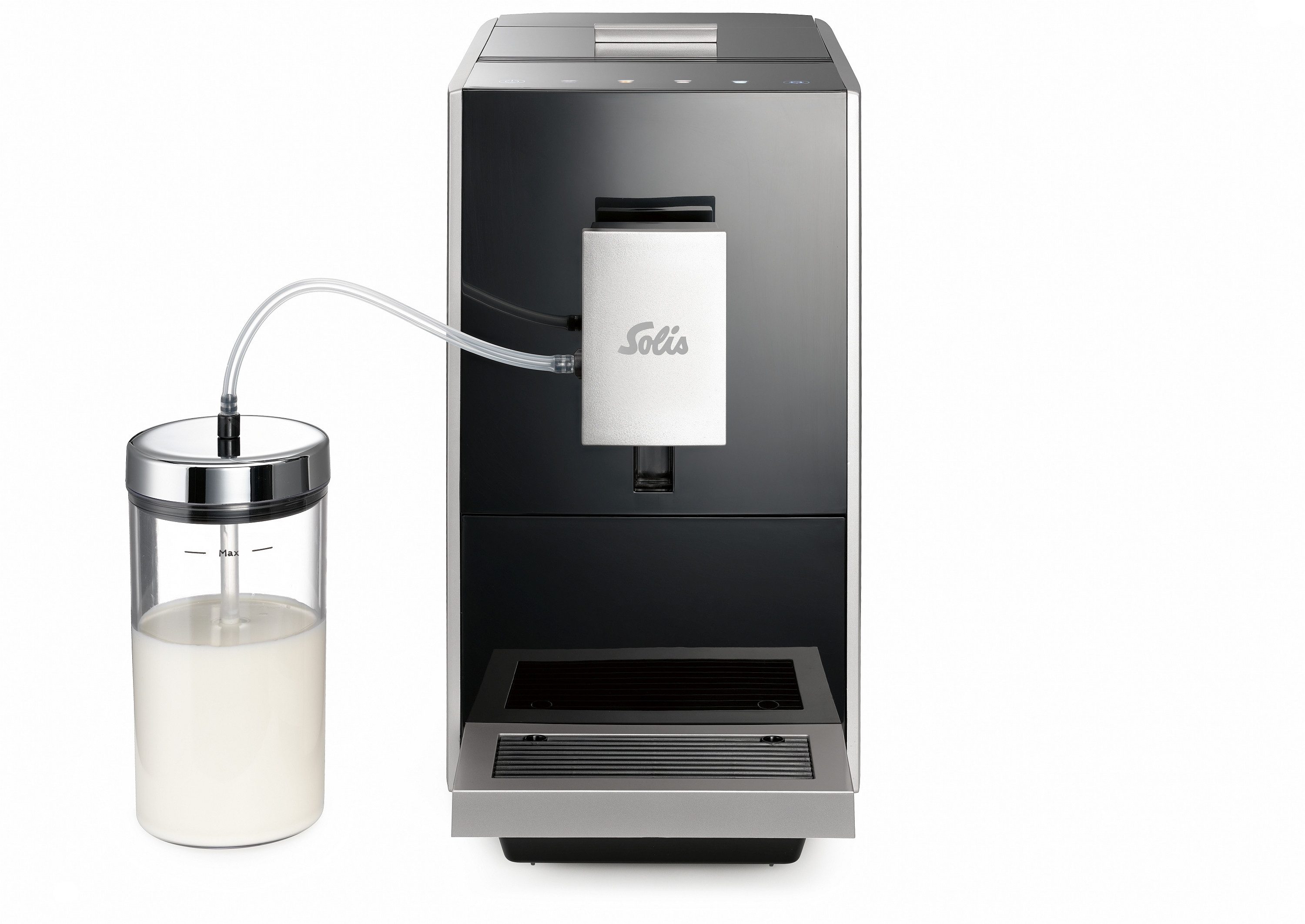 SOLIS OF SWITZERLAND Kaffeevollautomat Masterbrew Compact, Typ 1200, Milchsystem, einstellbares Mahlwerk, 3 Kaffeestärken