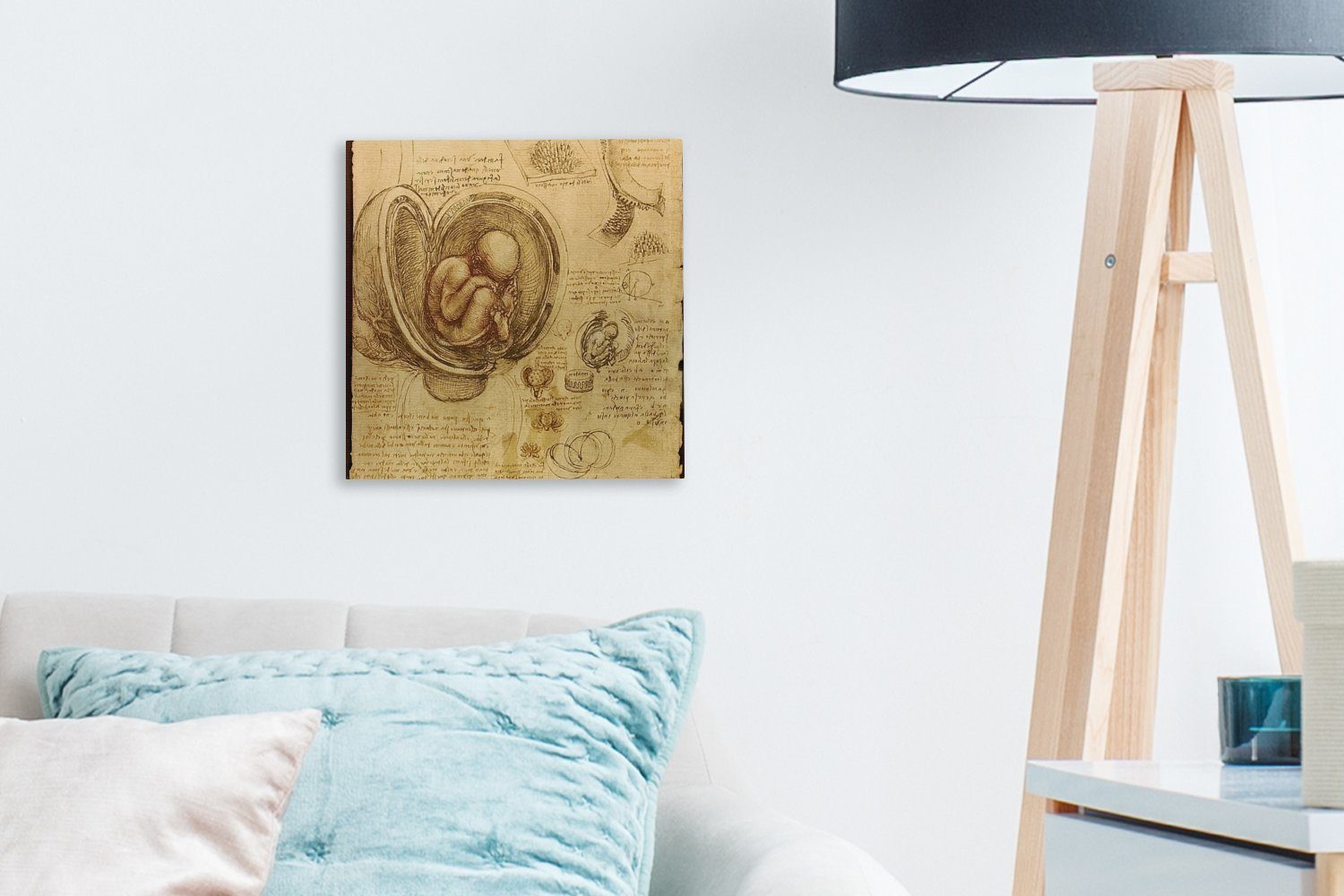 für Leinwandbild Wohnzimmer Bilder da (1 Leonardo - im St), Vinci, Mutterleib Schlafzimmer OneMillionCanvasses® Baby Leinwand