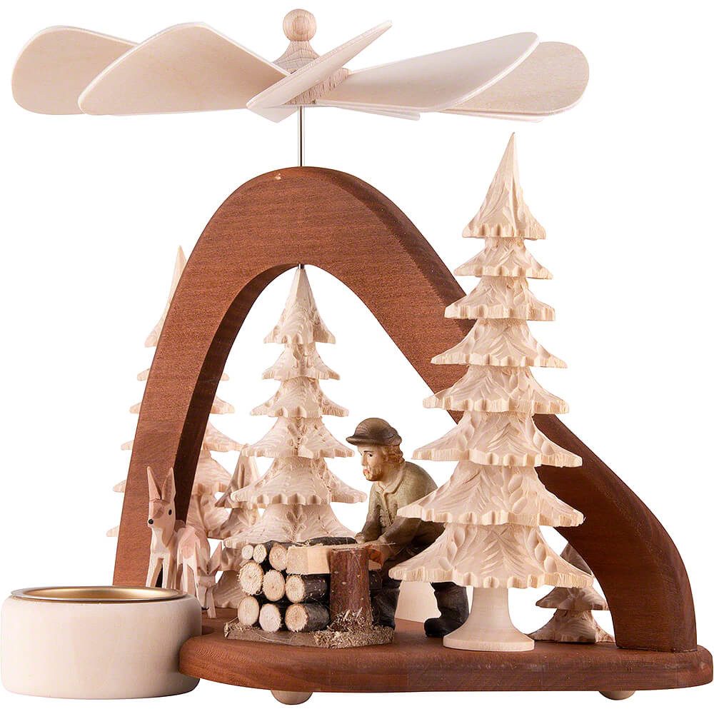 RATAGS Kunsthandwerk Weihnachtspyramide 1-stöckige Pyramide Massivholz Waldarbeiter (17cm) von RATAGS Holzdesi