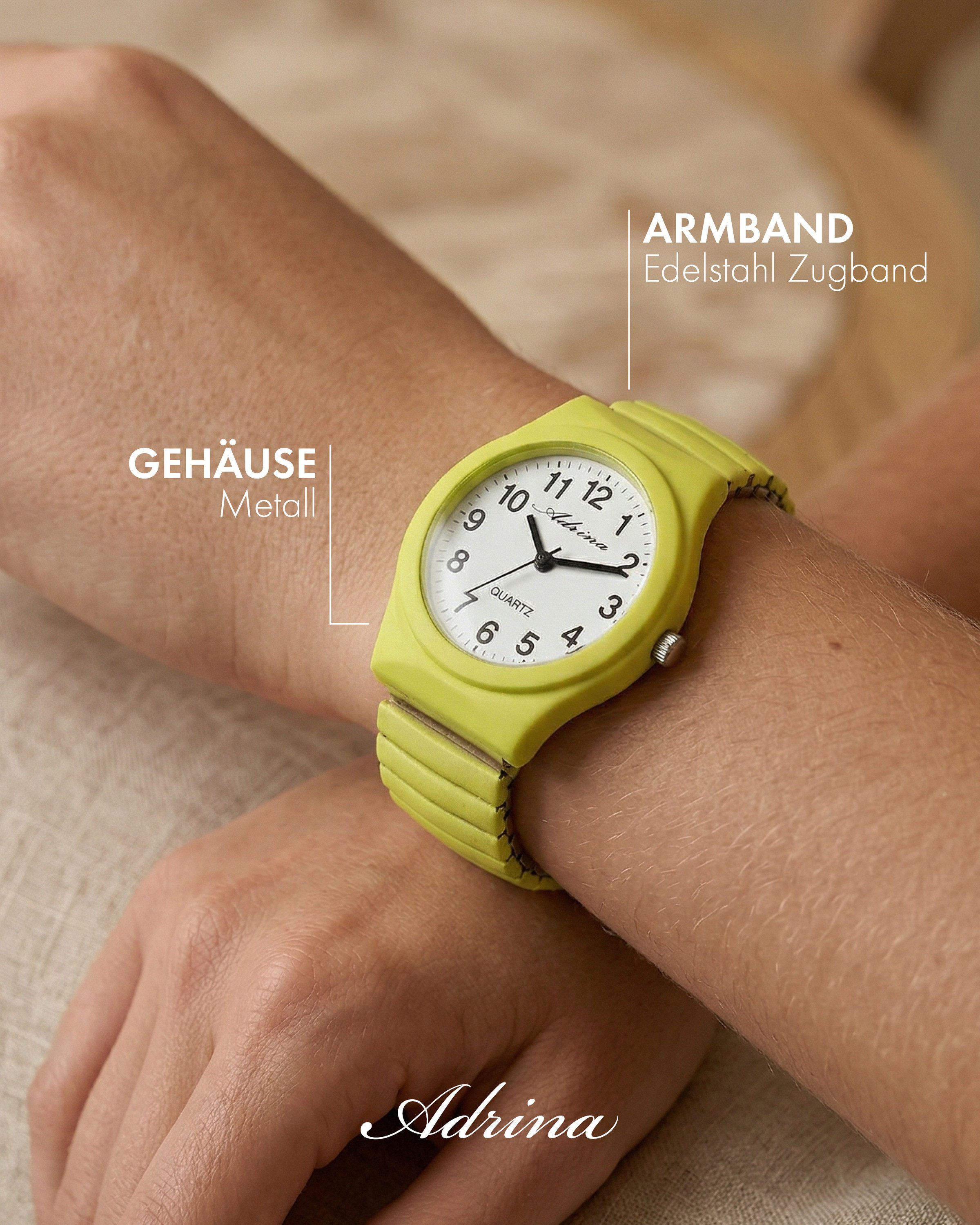 Adrina Quarzuhr Adrina Damenarmbanduhr mit Edelstahlzugband