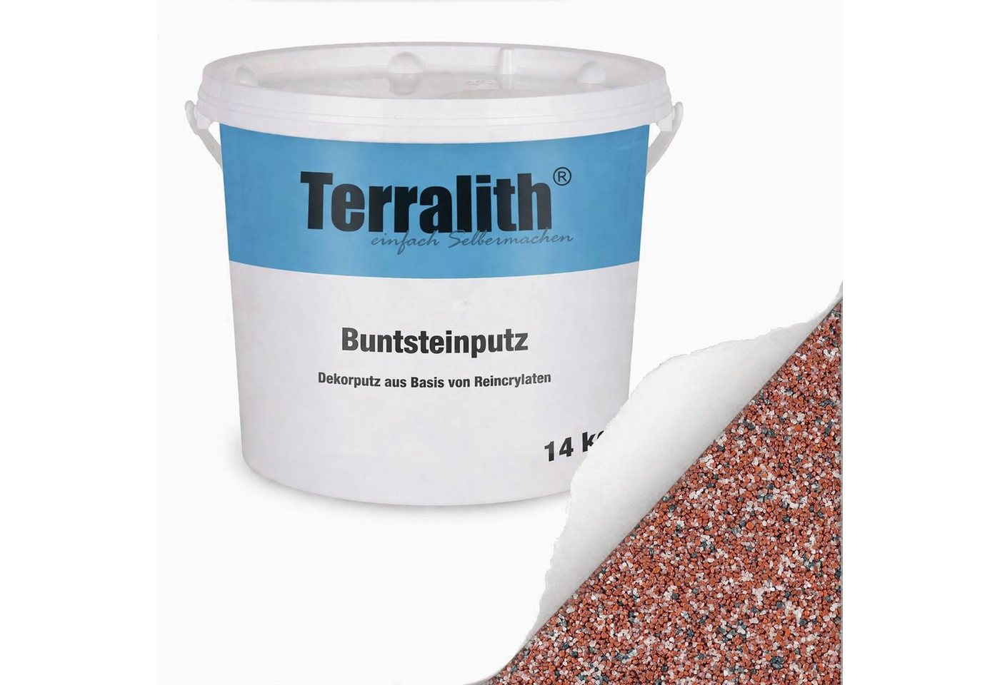 Terralith® Kunstharzputz Buntsteinputz Mosaikputz 2mm -14 kg- BSP137 (Eimer, Verarbeitungsfertig) Dekorationsputz aus Marmor-Granulat bzw. eingefärbter Körnung