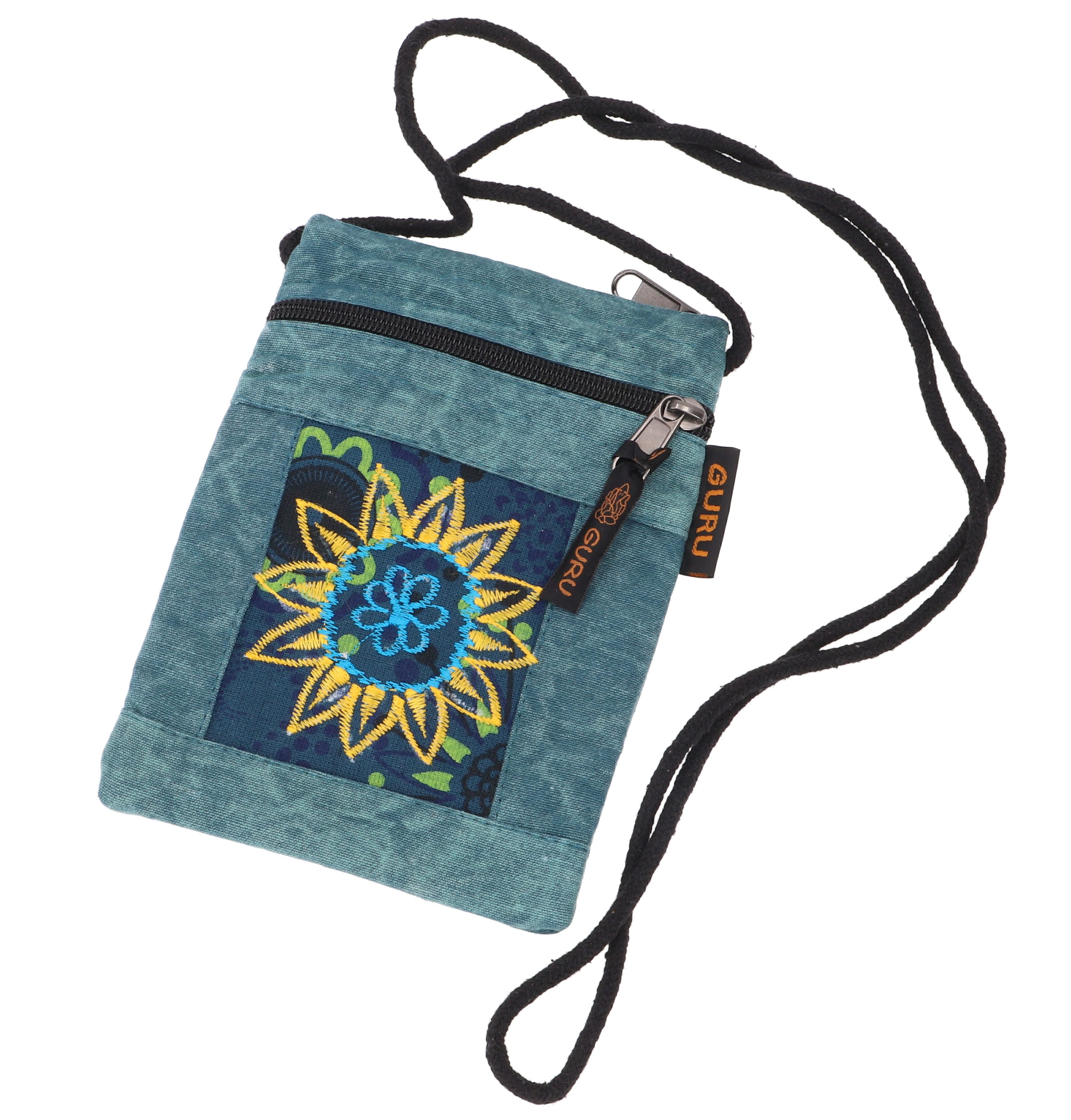 Guru-Shop Schultertasche Boho Brustbeutel, Passporttasche - petrol günstig online kaufen