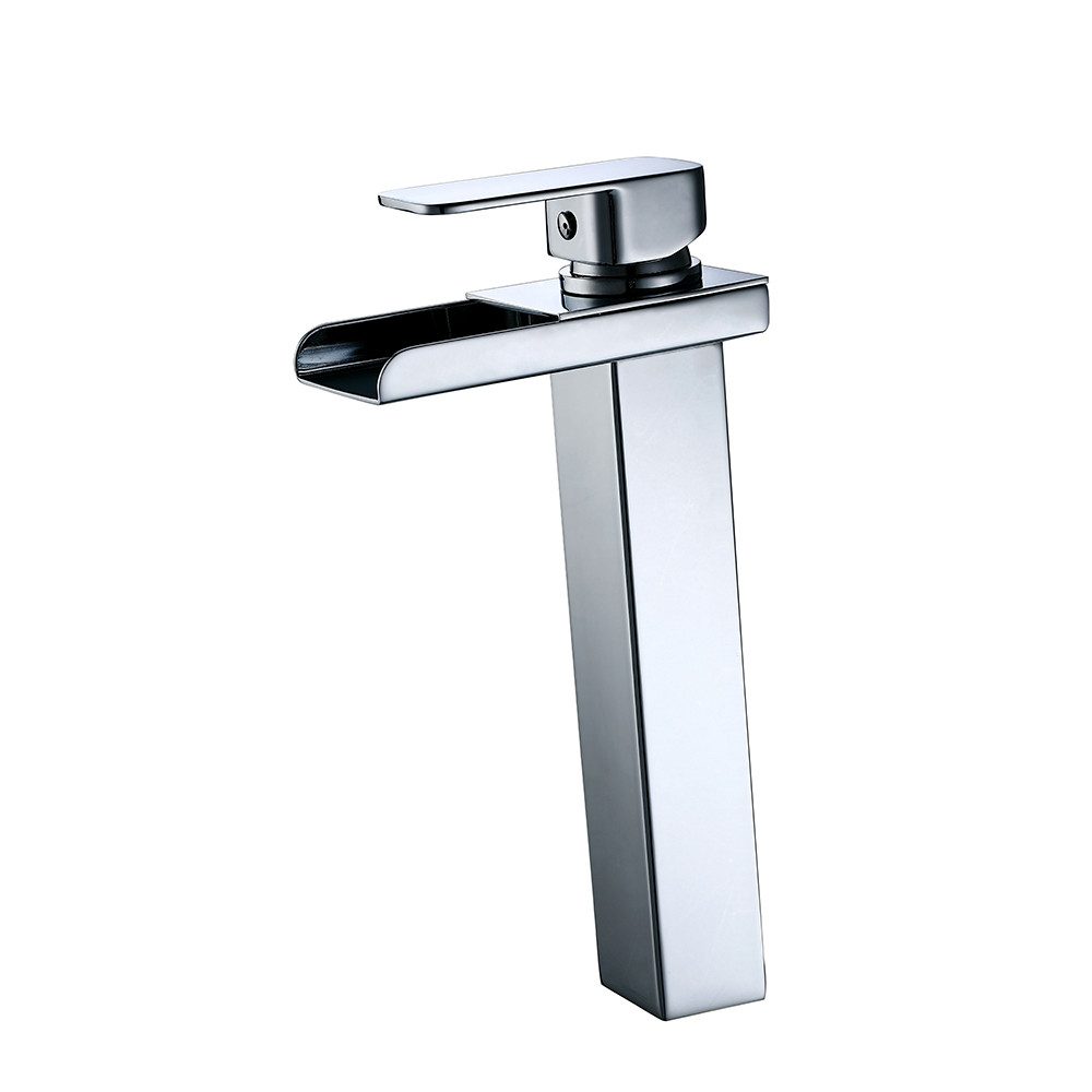 HOMELIVE Badarmatur Wasserfall Hoch Wasserhahn Bad Wascbecken Armatur Mischbatterie Bad Waschtischarmatur Waschbeckenarmatur Armatur, chrom