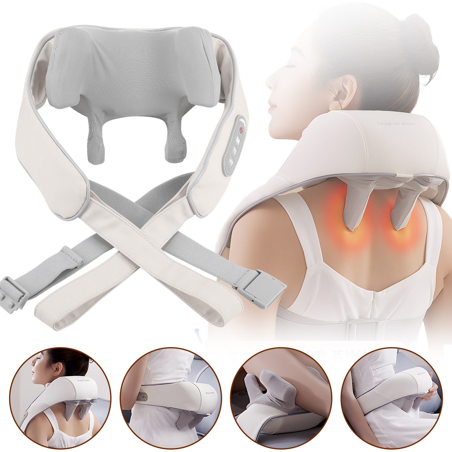 oyajia Shiatsu-Massagekissen Akupressur-Massagegerät mit Heizfunktion, Schultermassage, Fernbedienung, Heizung, manuell, Multi-Speed, Wärmeregulierung