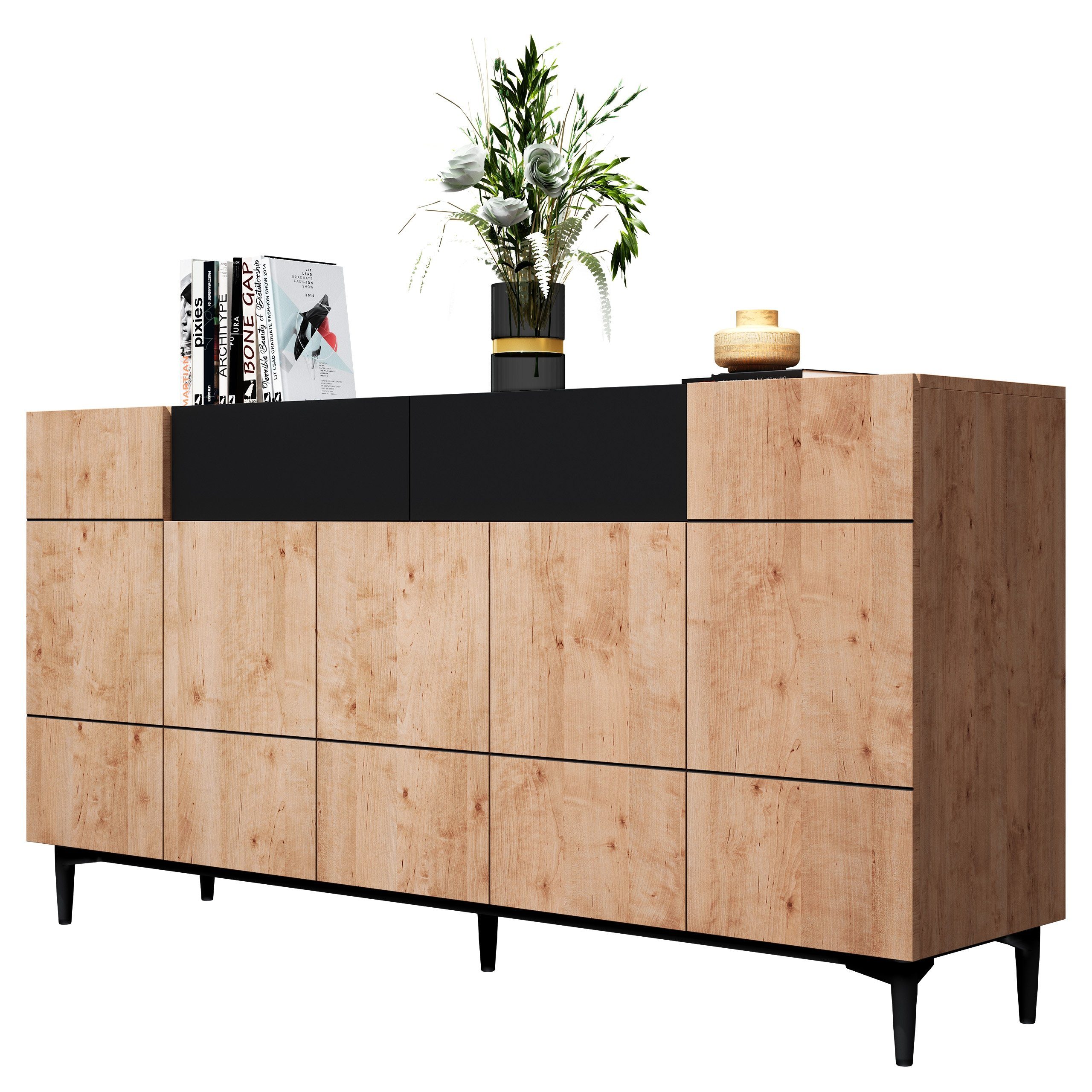 Newroom Sideboard Nizza, Wildeiche Sideboard Vintage Industrial Highboard A günstig online kaufen